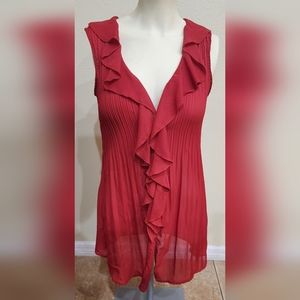 Women’s Sleeveless Red Ruffle blouse by Sunny Leigh